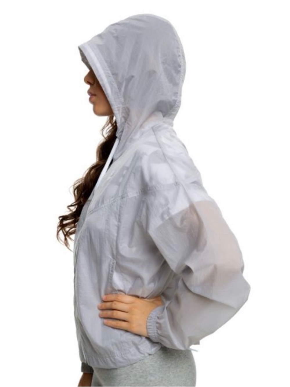 Nike Women’s Light Gray Hooded Bomber Windbreaker Jacket - Picture 2 of 4
